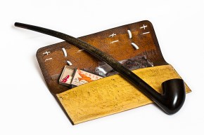 Leather Tobacco Pouch: White Wizard (with pipe contents)